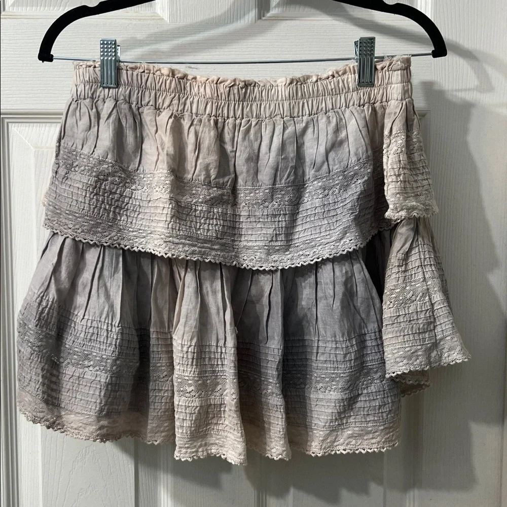 LoveShackFancy Heritage Lace Tiered Mini Skirt – Cottagecore Boho Size Medium - Picture 3 of 4